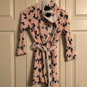 Girls Bathrobe - Rene Rofe Medium 7/8 pink panda with hood